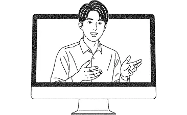 オンラインで説明する男性のイラスト