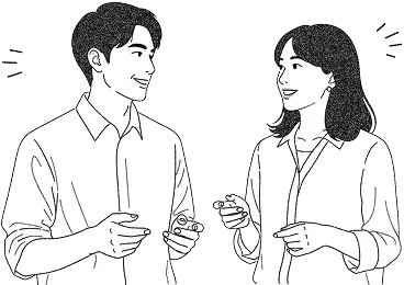 男性と女性が話しているイラスト